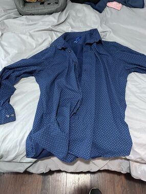Apt. 9 Navy Blue Micro-Pattern Dress Shirt